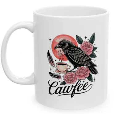 Funny ceramic coffee mug with crow design for office desk