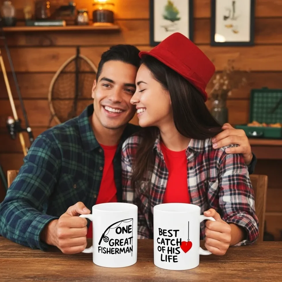 Romantic Fishing Mug Duo for Him & Her