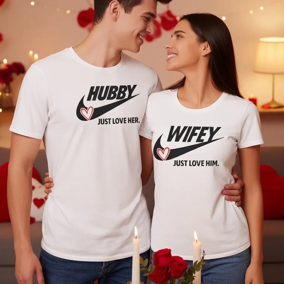 Matching Valentine’s Day T‑Shirts – Wifey & Hubby Just Love Edition