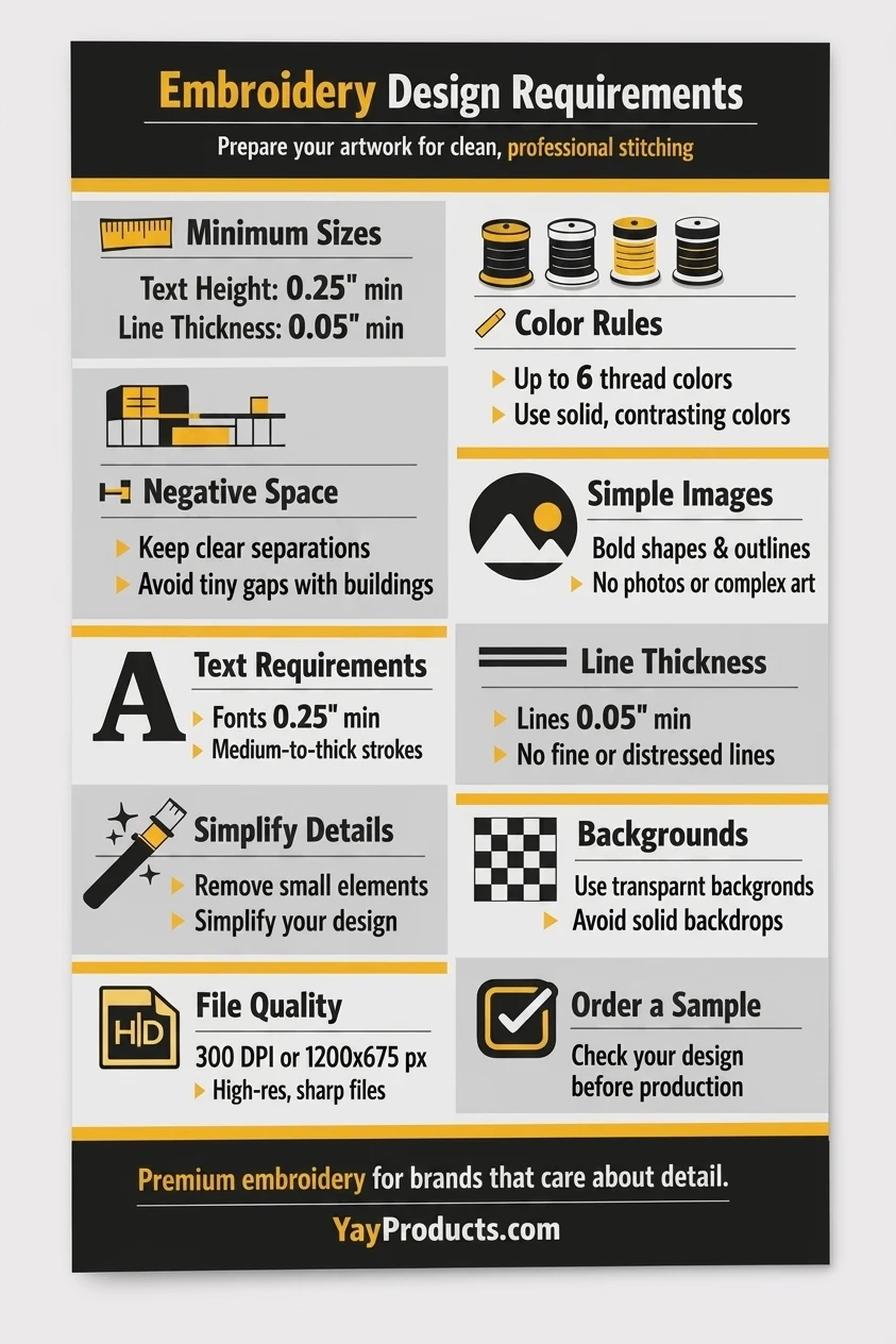 embroidery guidelines by Yay Products